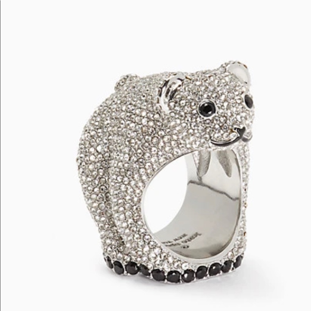 Kate Spade New York Arctic Friends Polar Bear Pave Ring Size 6 w/ KS Dust Bag.